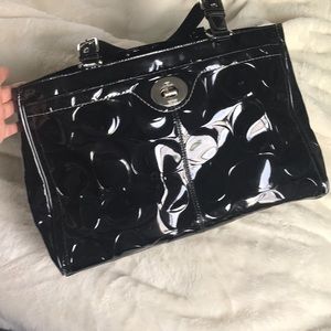 Coach black patent leather purse